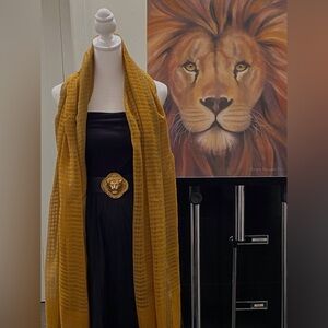 Miss Dior large lion brass buckle and blue leather belt